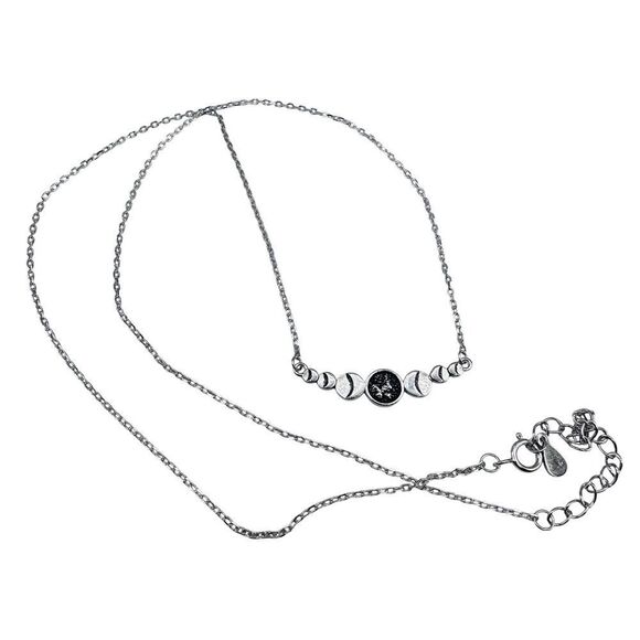 Sterling Silver Moon Phase Necklace-Minimalist-Celestial - Picture 3 of 3